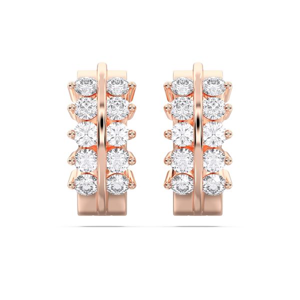 Picture of 0.730 Ct Round Cut Lab-Grown Diamond Push Back Hoop Earring in Solid Gold For Women