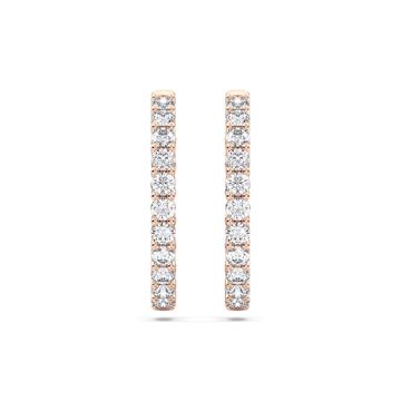 Picture of 2.774 Ct Round Cut Lab-Grown Diamond Push Back Hoop Earring in Solid Gold For Women