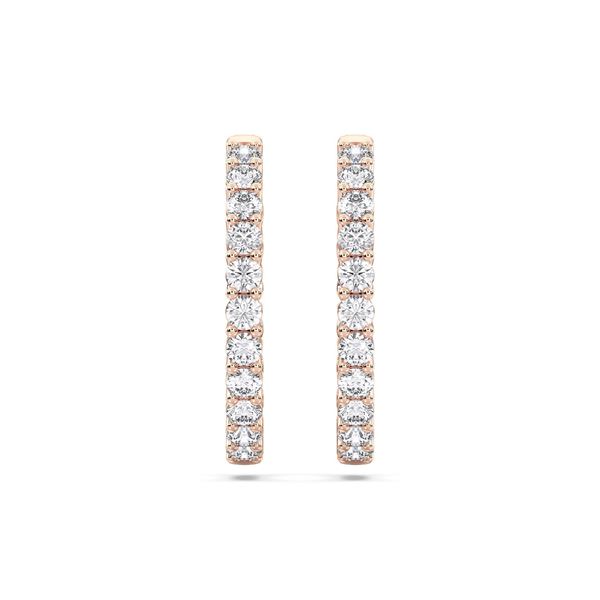 Picture of 2.774 Ct Round Cut Lab-Grown Diamond Push Back Hoop Earring in Solid Gold For Women
