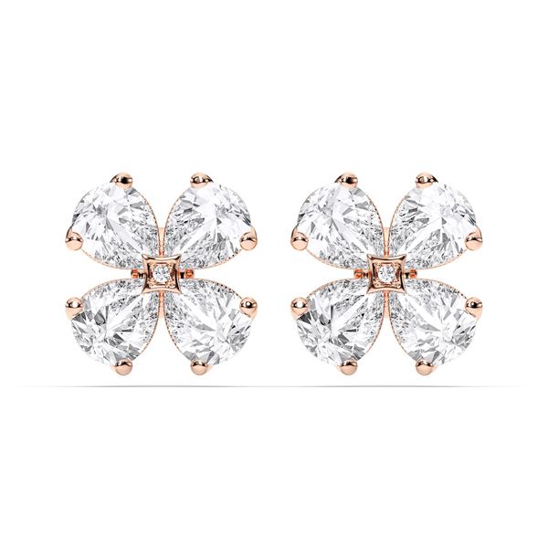 Picture of 2.01 Ct Pear Cut Lab-Grown Diamond Push Back Stud Earring in Solid Gold For Women