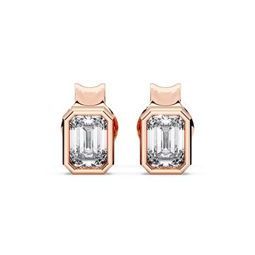 Picture of 2.00 Ct Pear Cut Lab-Grown Diamond Push Back Stud Earring in Solid Gold For Women