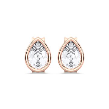 Picture of 1.00 Ct Pear Cut Lab-Grown Diamond Push Back Stud Earring in Solid Gold For Women