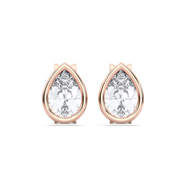 Picture of 1.00 Ct Pear Cut Lab-Grown Diamond Push Back Stud Earring in Solid Gold For Women