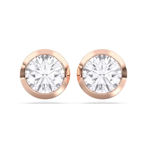 Picture of 2.00 Ct Round Cut Lab-Grown Diamond Push Back Stud Earring in Solid Gold For Women