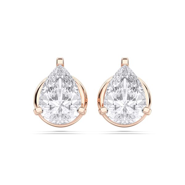 Picture of 0.50 Ct Pear Cut Lab-Grown Diamond Push Back Stud Earring in Solid Gold For Women