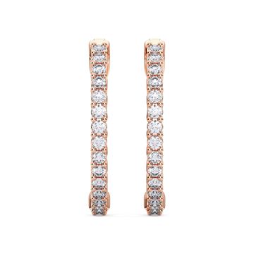 Picture of 1.01 Ct Round Cut Lab-Grown Diamond Push Back Hoop Earring in Solid Gold For Women