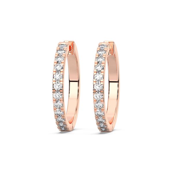 Picture of 0.96 Carat FG/VS Round Lab Grown Diamond Hoop Earring Made in Solid Gold