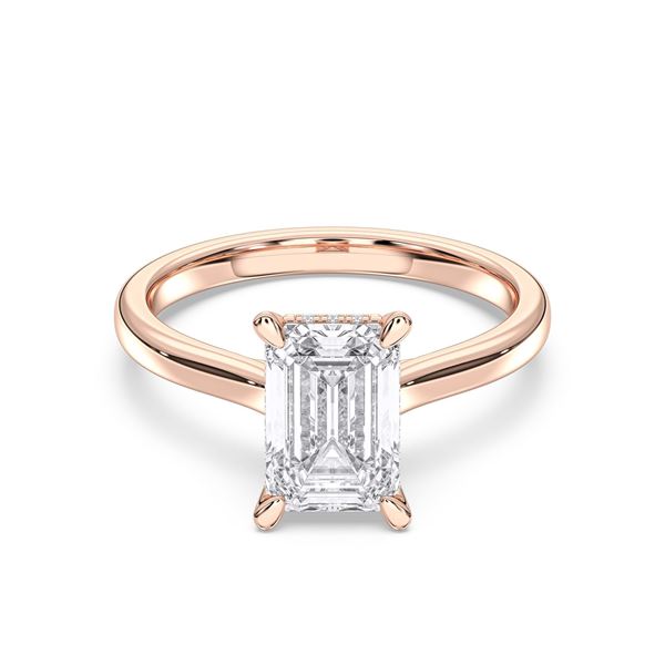 Picture of 3.17 Ct Emerald Cut Lab-Grown Diamond Engagement Ring in Solid Gold For Women