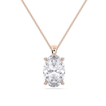 Picture of 3.00 Ct Lab-Grown Oval Diamond  Solitaire  Pendant in Solid Gold With 18 Inch Chain