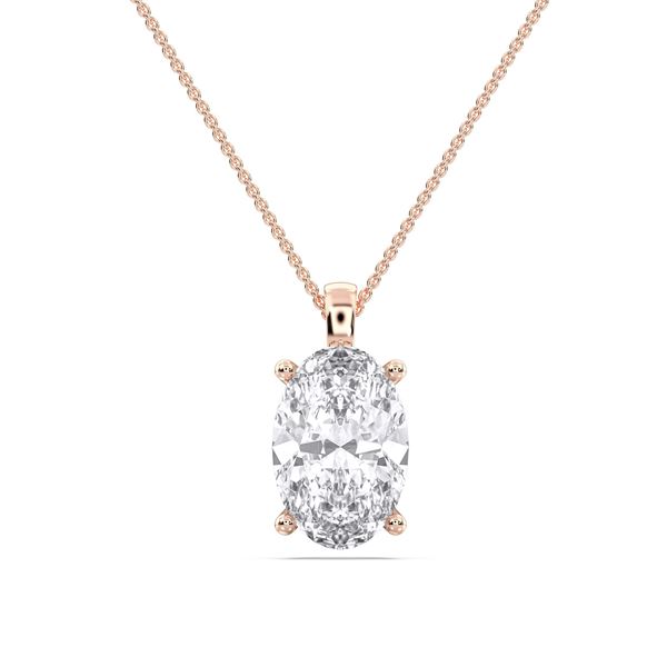 Picture of 3.00 Ct Lab-Grown Oval Diamond  Solitaire  Pendant in Solid Gold With 18 Inch Chain