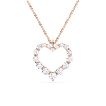 Picture of 1.05 Ct Lab-Grown Round Diamond Fashion Pendant in Heart Shape Solid Gold With 18 Inch Chain