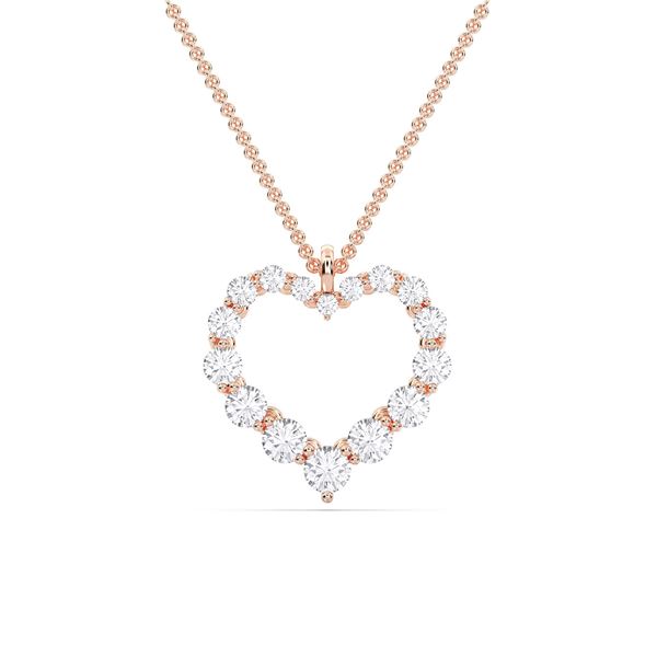 Picture of 1.05 Ct Lab-Grown Round Diamond Fashion Pendant in Heart Shape Solid Gold With 18 Inch Chain