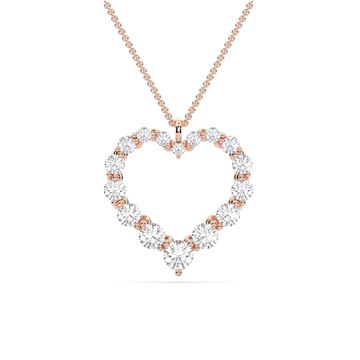 Picture of 2.02 Ct Lab-Grown Round Diamond Fashion Pendant in Heart Shape Solid Gold With 18 Inch Chain