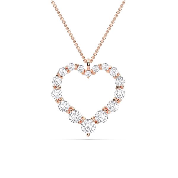 Picture of 2.02 Ct Lab-Grown Round Diamond Fashion Pendant in Heart Shape Solid Gold With 18 Inch Chain