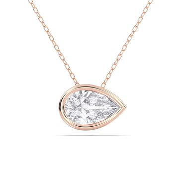 Picture of 1.5 Ct Lab-Grown Pear Diamond Solitaire Pendant in Solid Gold With 18 Inch Chain