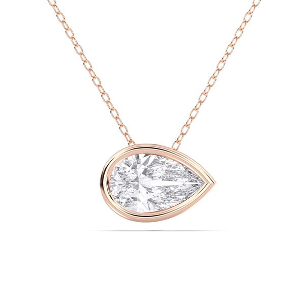 Picture of 1.5 Ct Lab-Grown Pear Diamond Solitaire Pendant in Solid Gold With 18 Inch Chain