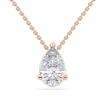 Picture of 1.00 Ct Lab-Grown Pear Diamond Solitaire Pendant in Solid Gold With 18 Inch Chain