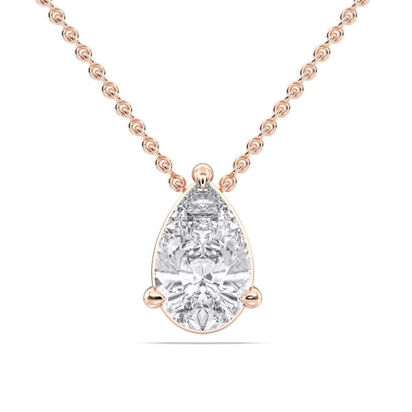 Picture of 1.00 Ct Lab-Grown Pear Diamond Solitaire Pendant in Solid Gold With 18 Inch Chain