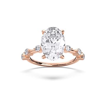 Picture of 4.35 Ct Oval Cut & Round Brilliant Cut Lab-Grown Diamond Engagement Ring in Solid Gold For Women