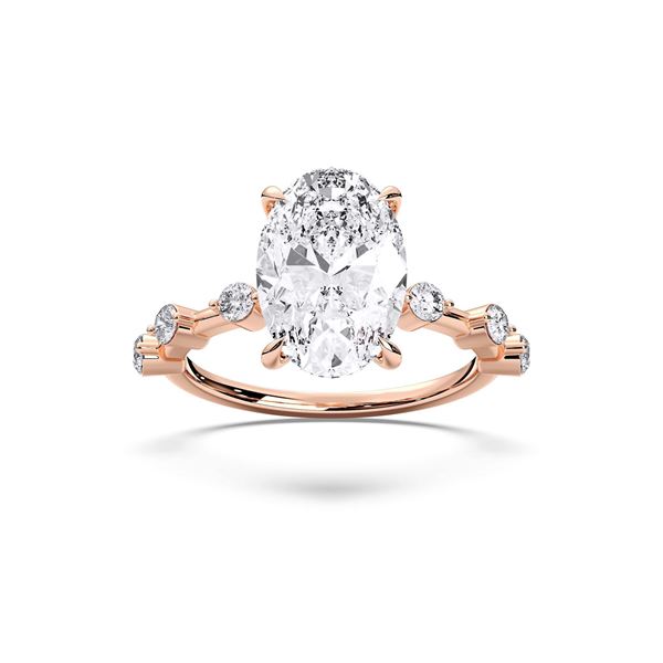 Picture of 4.35 Ct Oval Cut & Round Brilliant Cut Lab-Grown Diamond Engagement Ring in Solid Gold For Women