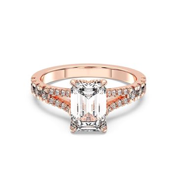 Picture of 3.57 Ct Emerald Cut Lab-Grown Diamond Solitaire Ring in Solid Gold For Women