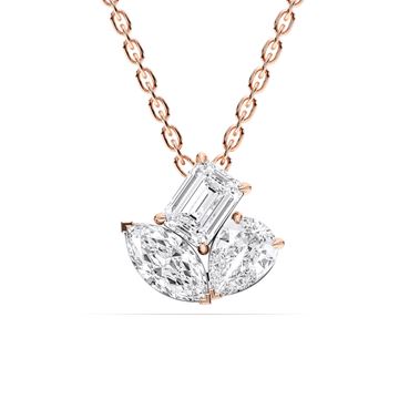 Picture of 3.00 Ct Lab-Grown Multi shape Diamond Fashion Pendant in Solid Gold With 18 Inch Chain