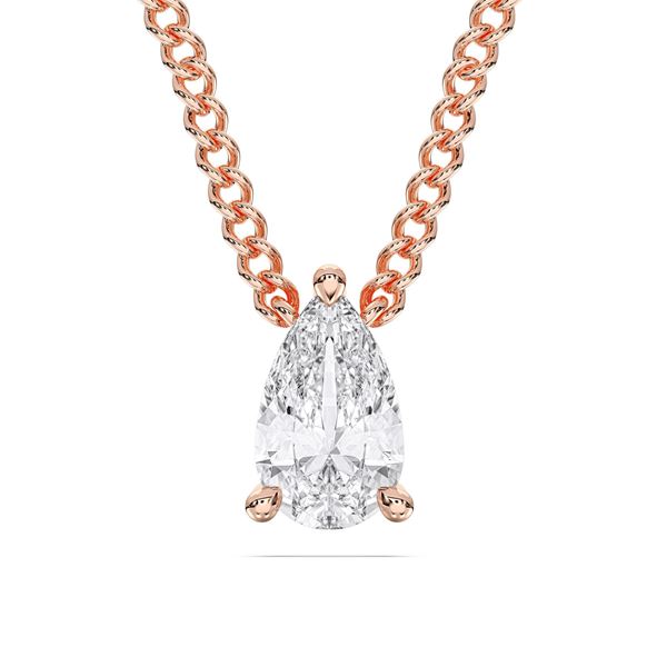 Picture of 1.09 Ct Lab-Grown Pear Diamond Solitaire Pendant in Solid Gold With 18 Inch Chain
