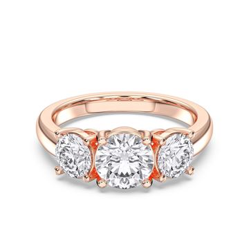 Picture of 3.00 Ct Round Cut Lab-Grown Diamond 3-Stone Ring in Solid Gold For Women