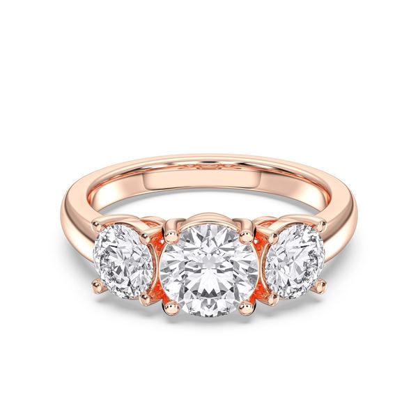 Picture of 3.00 Ct Round Cut Lab-Grown Diamond 3-Stone Ring in Solid Gold For Women